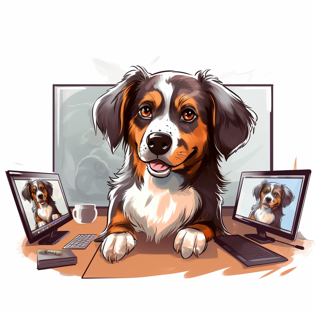 Dog in Cartoon Video Meeting