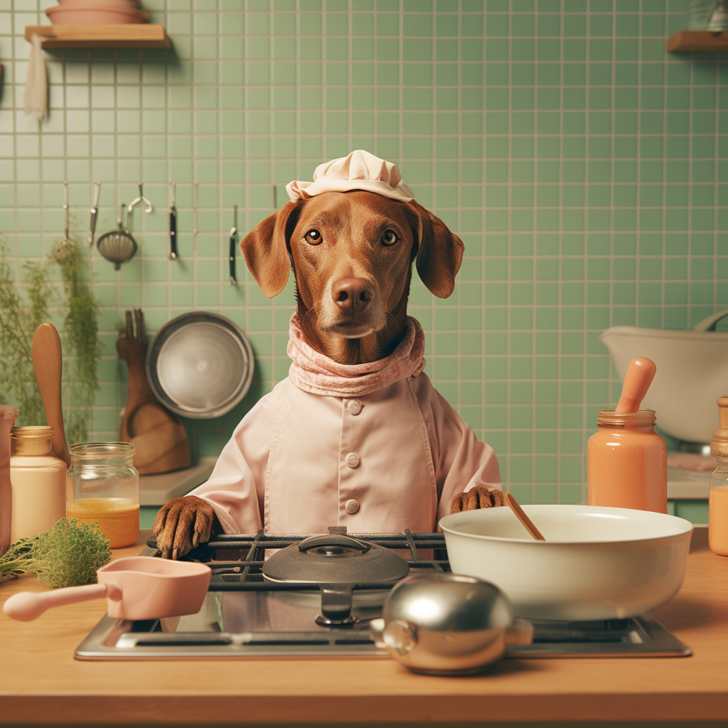 Adorable Chef Dog Cooking Bone Broth