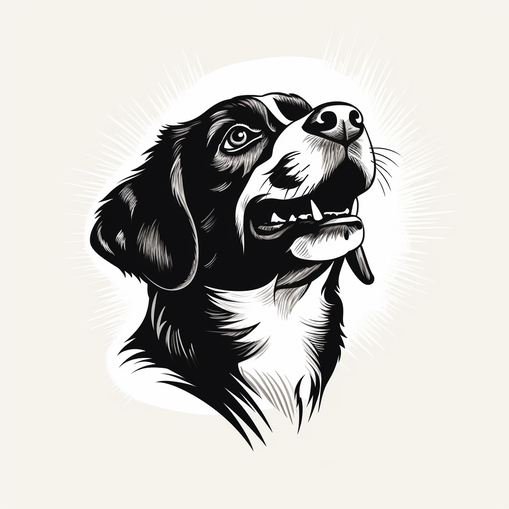 Dog logo looking up and barking