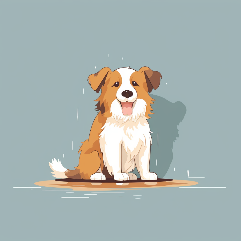 Illustration of a dog peeing playfully