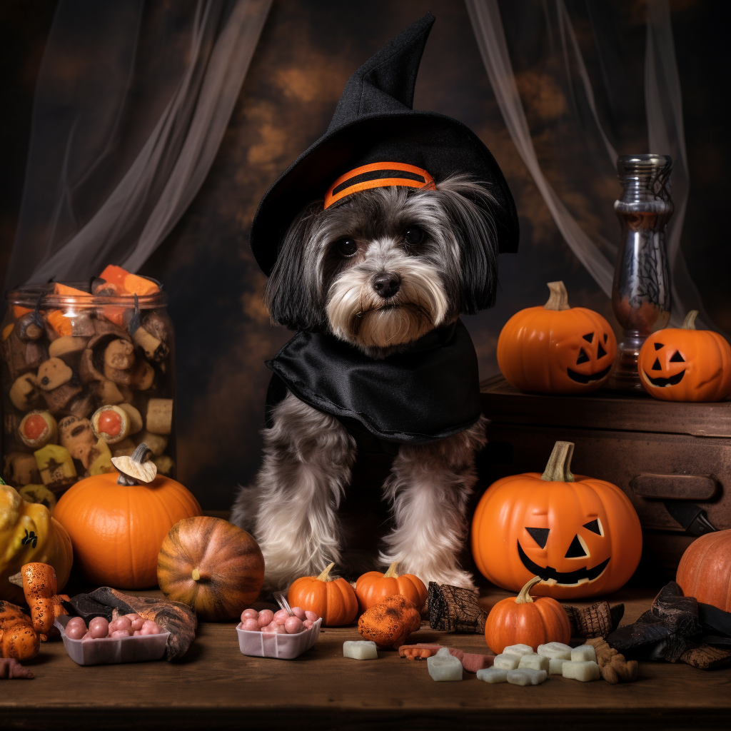 Cute dog trick or treating