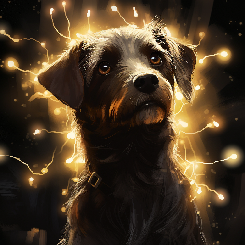 Cute dog with Christmas lights