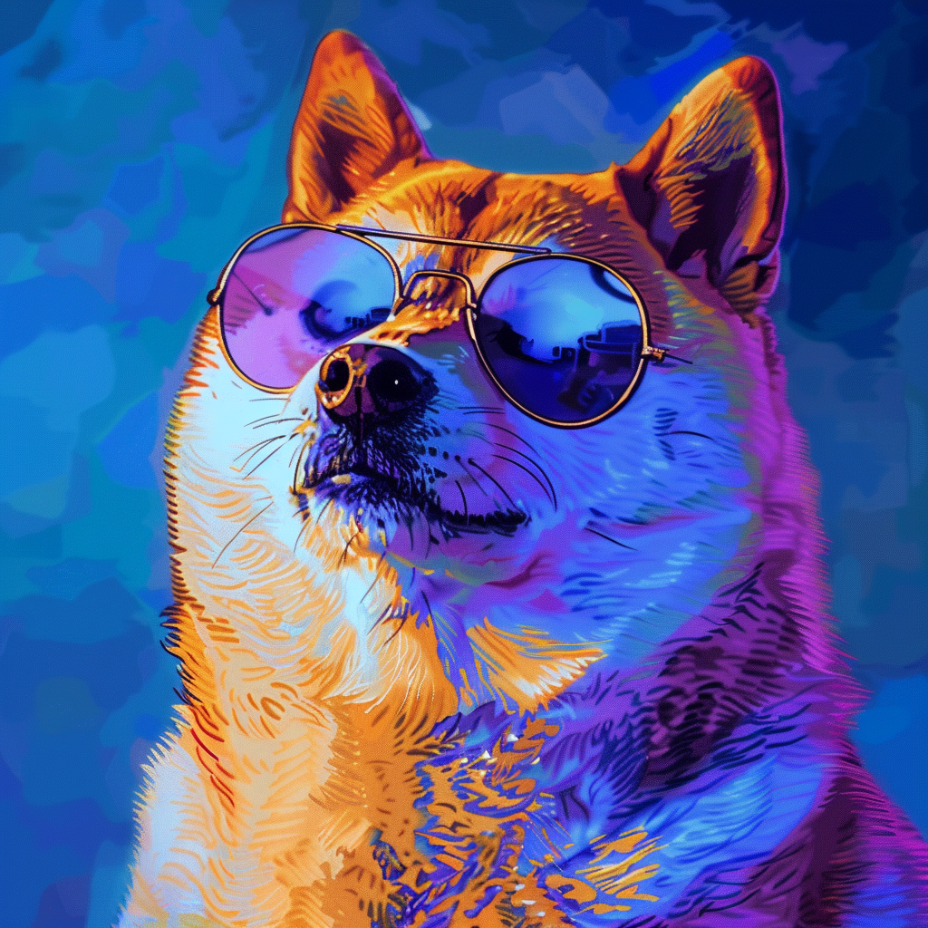 Funny Doge Dogecoin in Blue