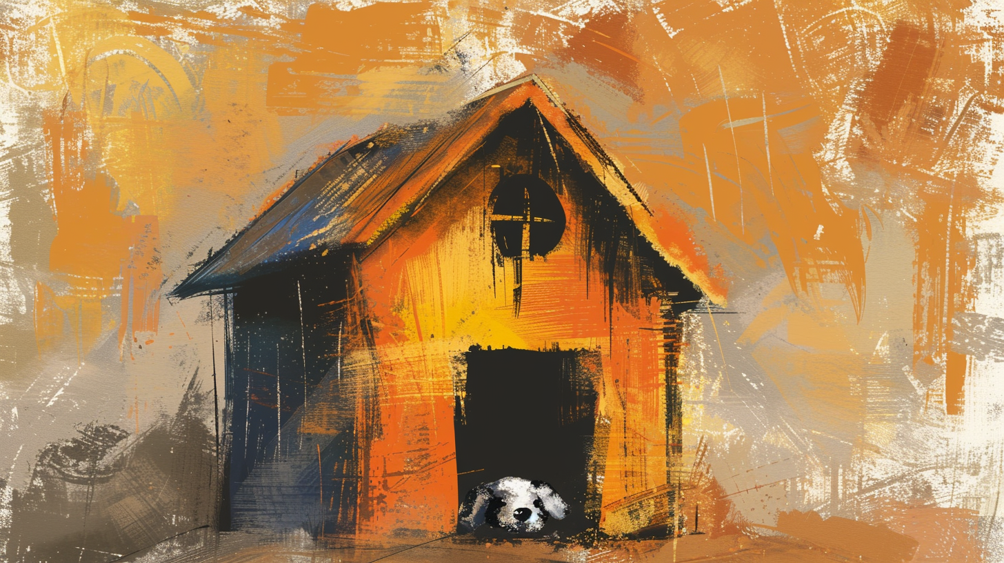 Doghouse Painting in Orange and Yellow