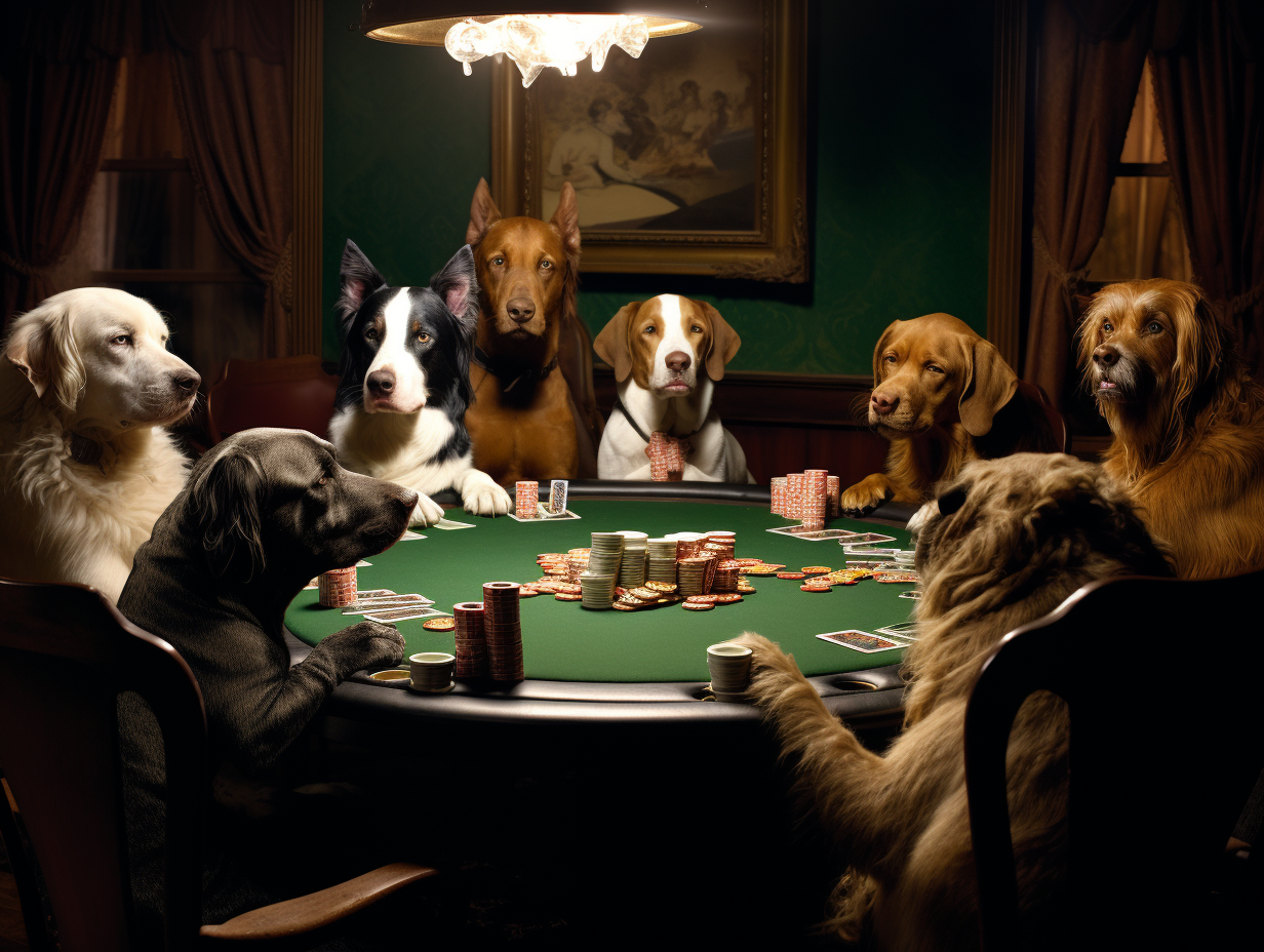 Clever canines playing a high-stakes poker game