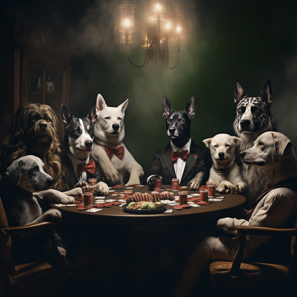 Dogs playing poker mafia style