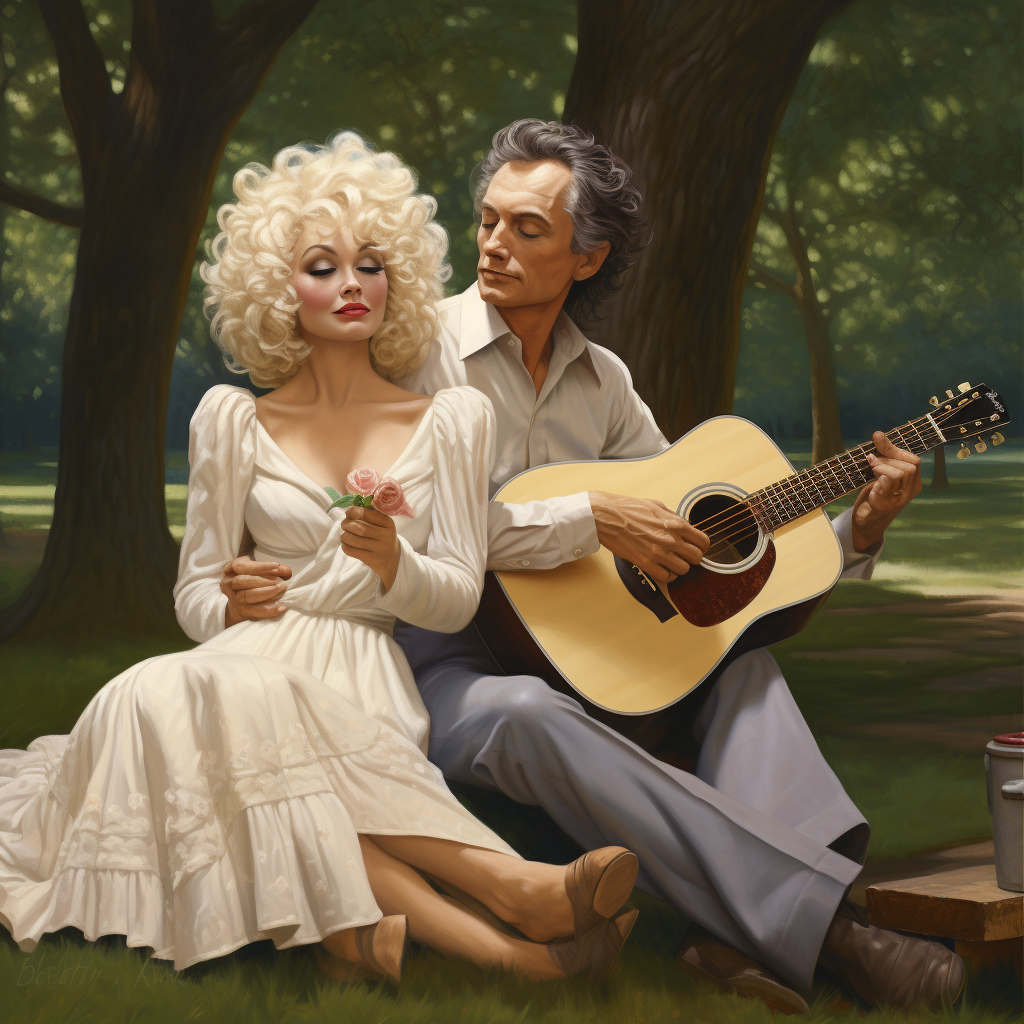 Dolly Parton and Carl Dean in the park