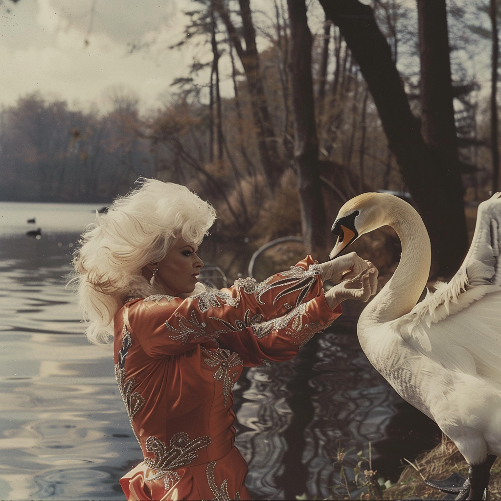 Dolly Parton Punching Swan