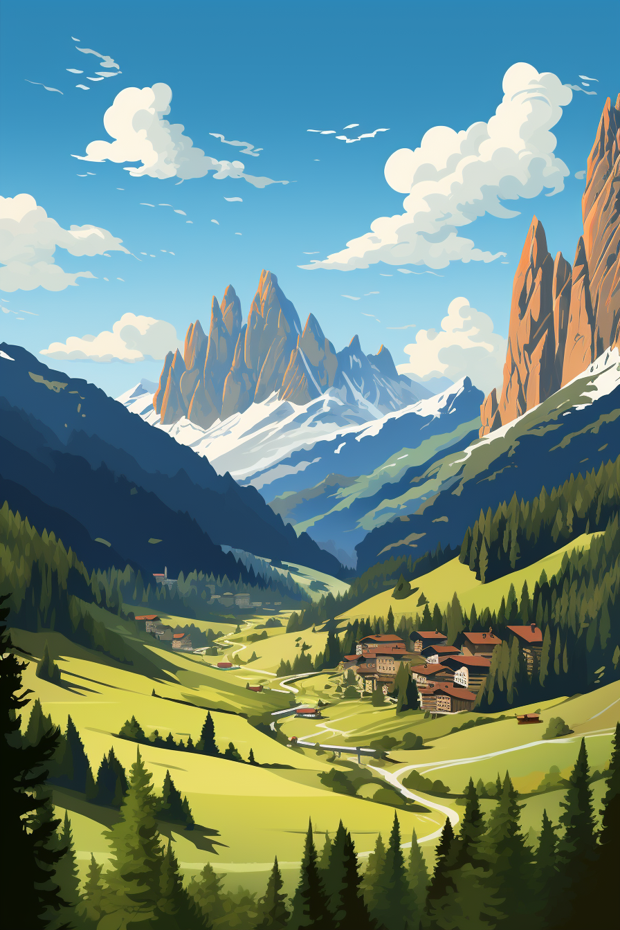 Dolomites Italy in vector art