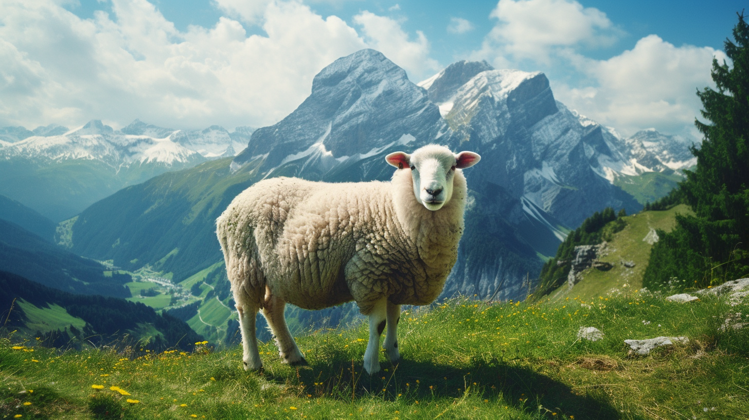 Doly the Sheep on the Alps