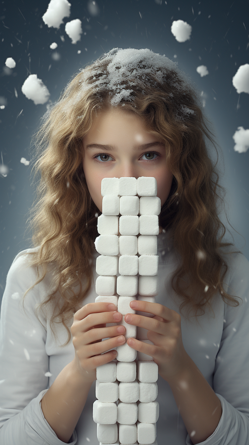 Creative domino effect and snowballs portrait