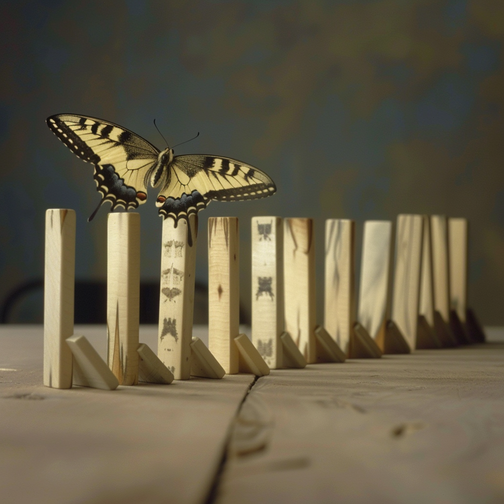 Dominoes Falling Butterfly Sequence