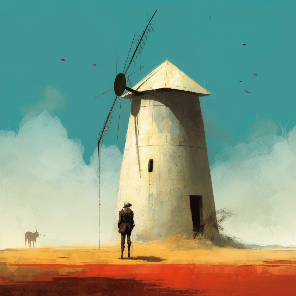 Minimalist illustration of Don Quijote