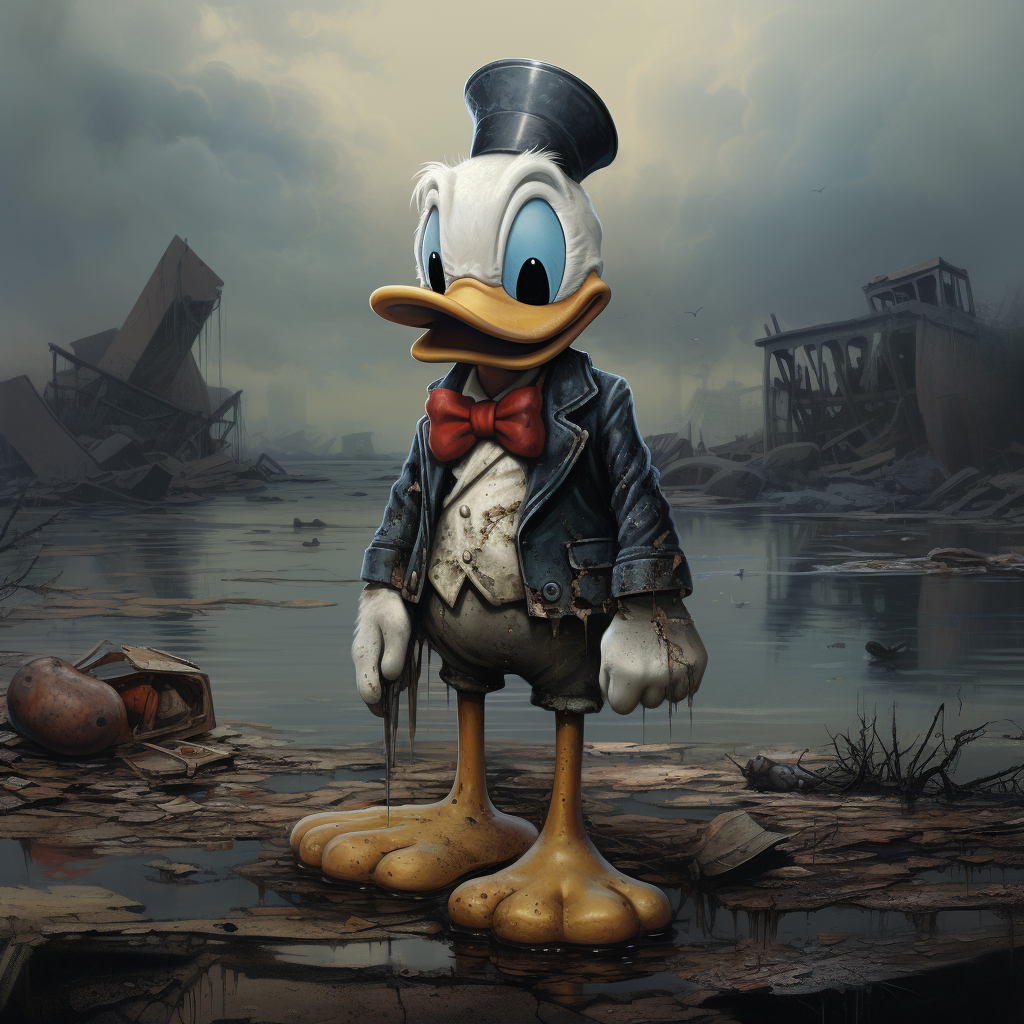 Sad Donald Duck in Surreal Juxtapositions