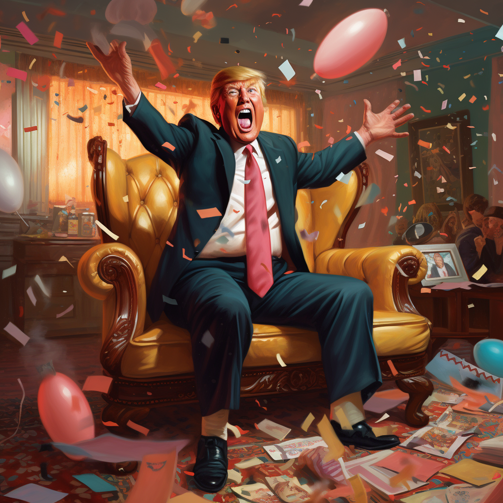 Donald Trump celebrating success with enthusiasm