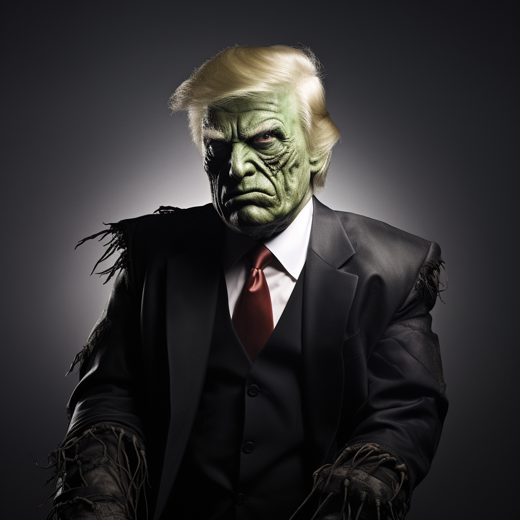 Donald Trump dressed as Doyle von Frankenstein