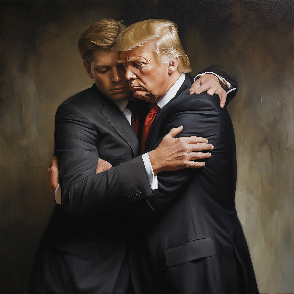 Donald Trump embracing an American white man