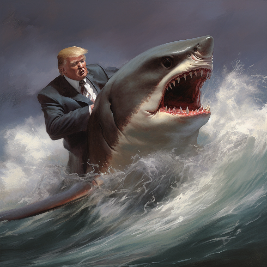 Donald Trump battling a shark