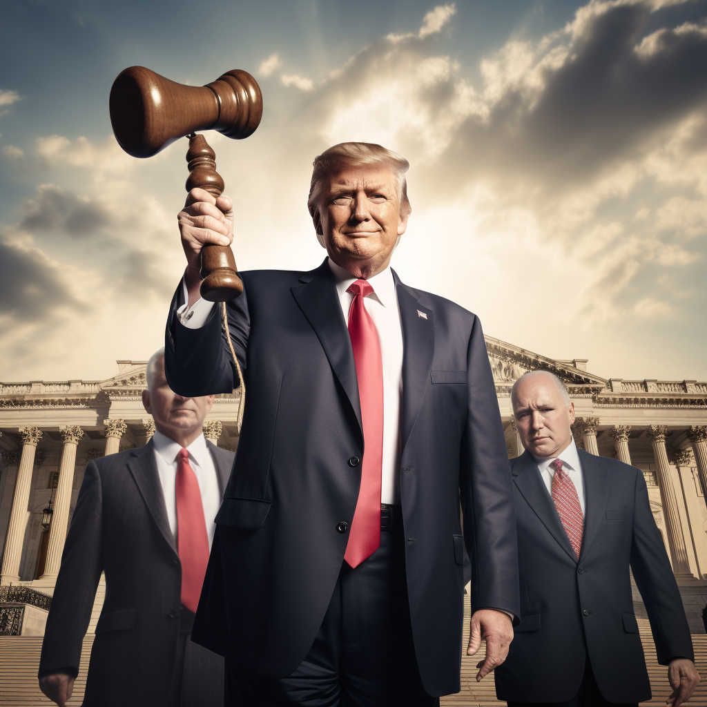 Donald Trump holding judicial gavel at Capitol