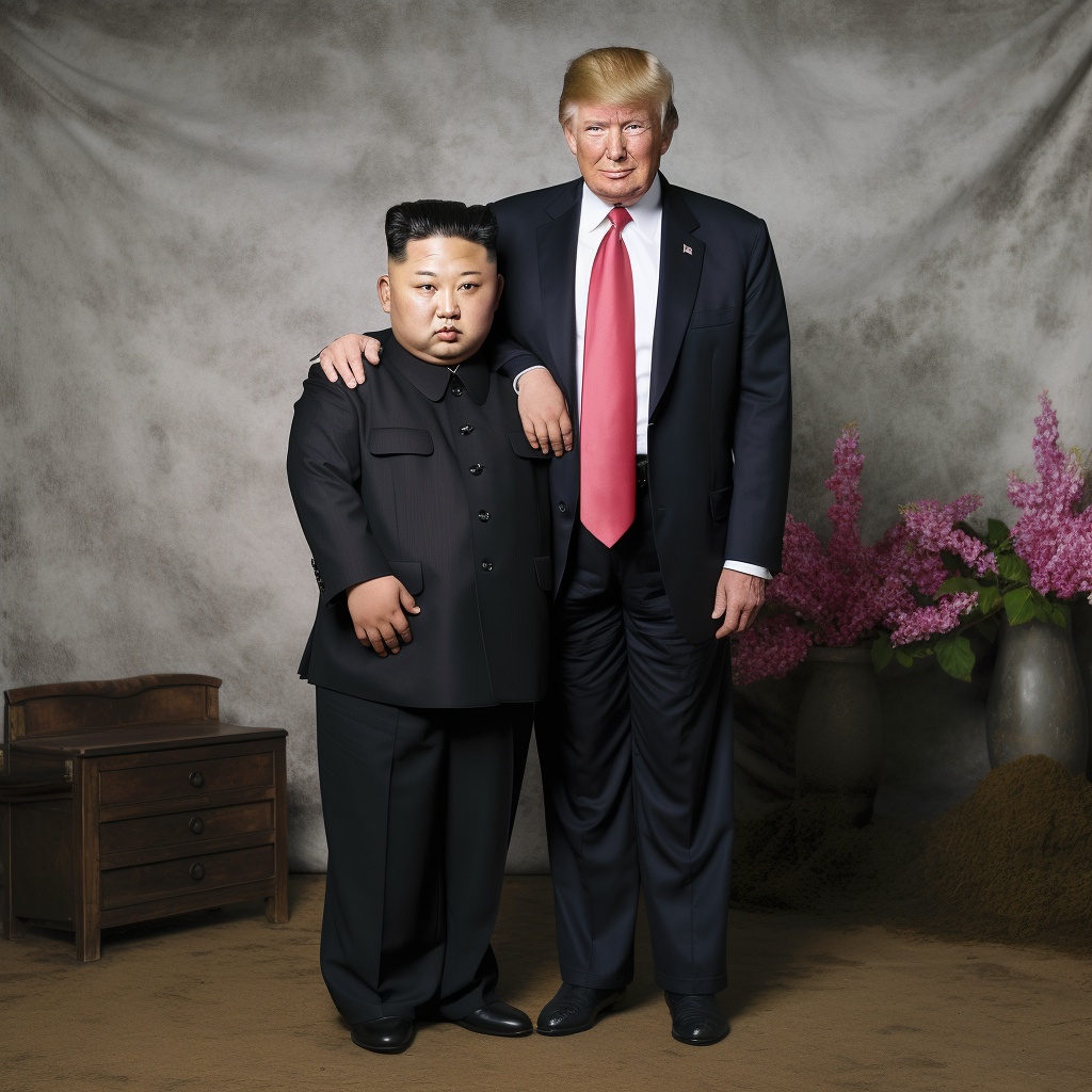 12-year-old Donald Trump and Kim Jong Un posing