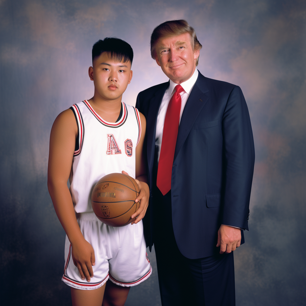 Young Teenagers Donald Trump and Kim Jong Un Posing