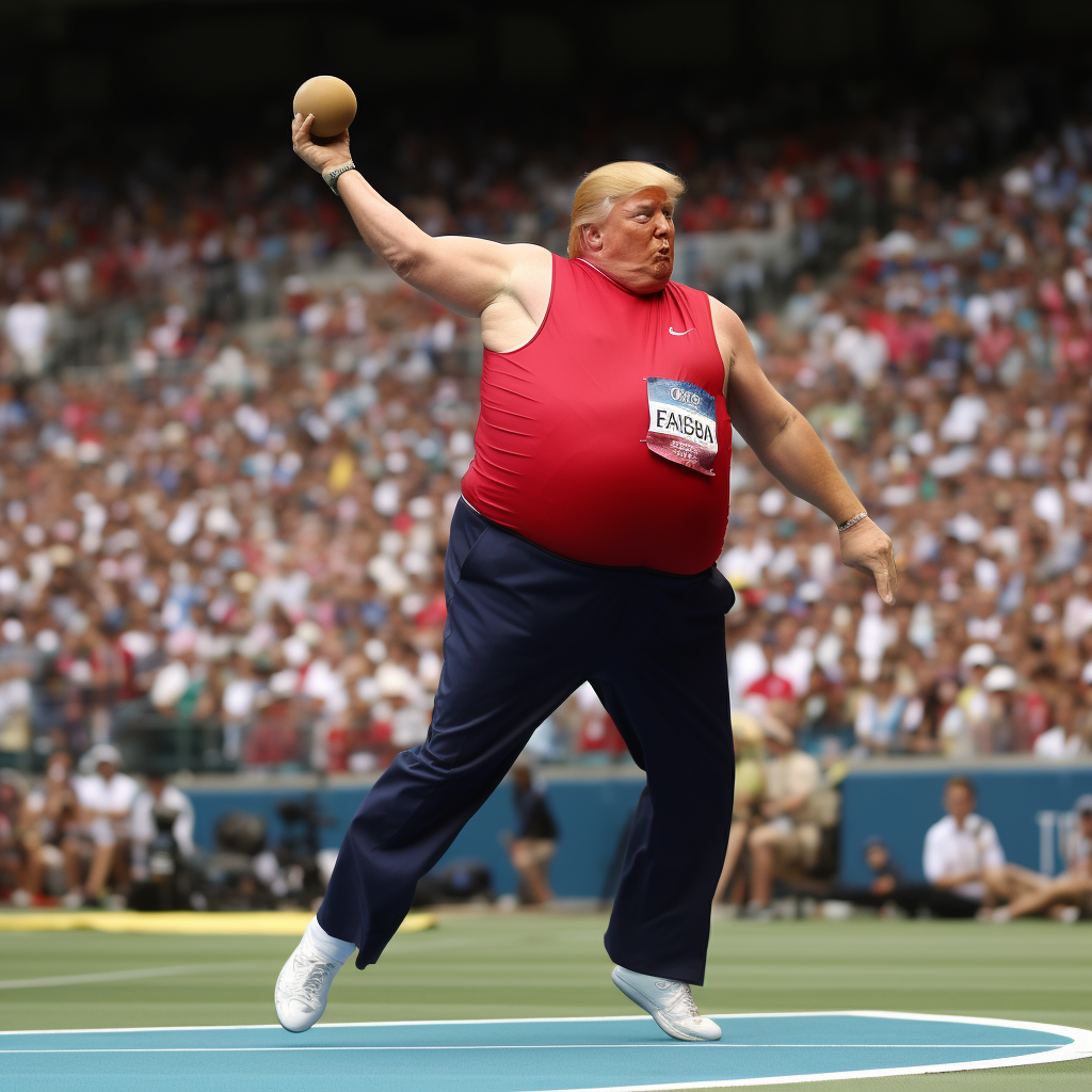 Donald Trump throwing shotput at Olympics