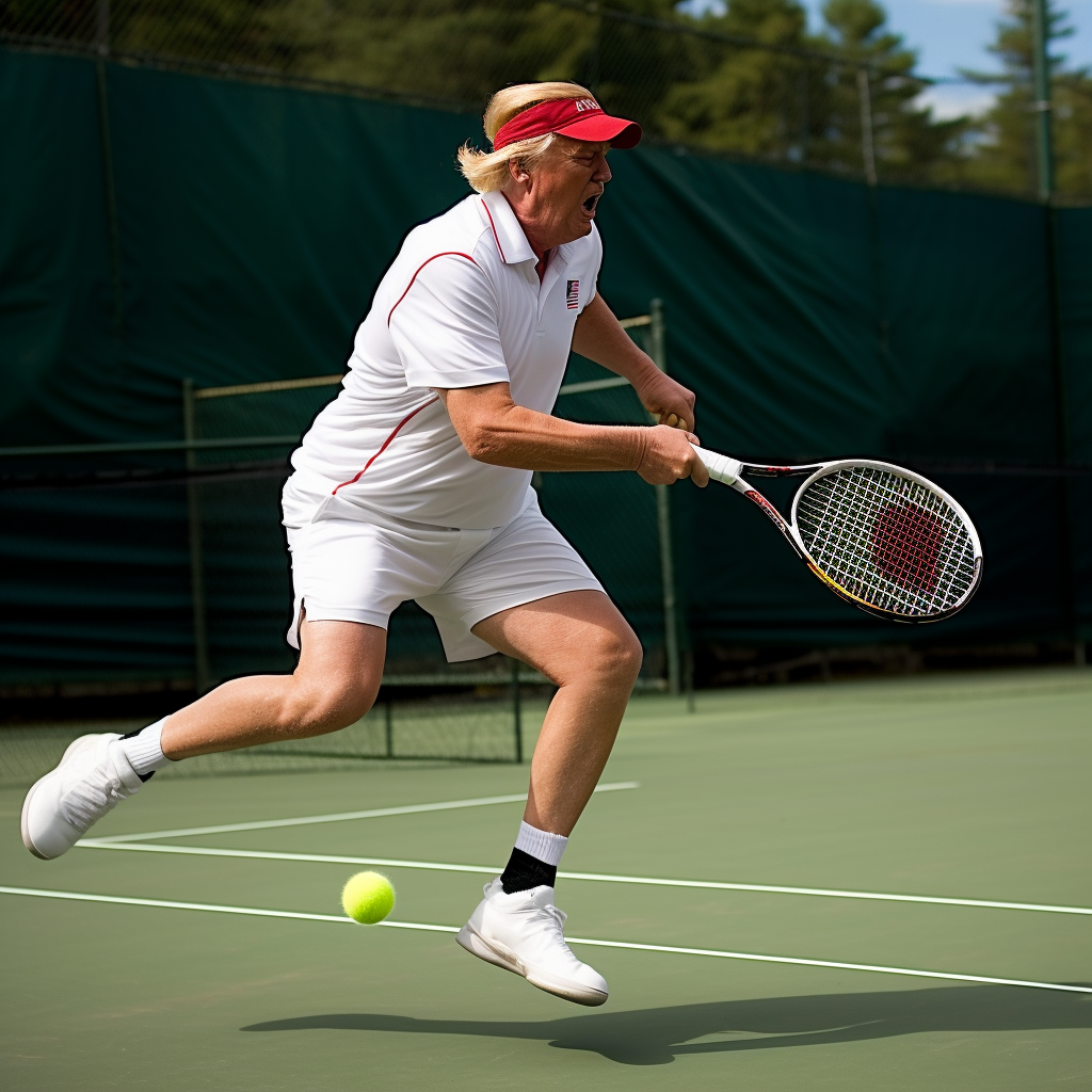 Donald Trump playing tennis