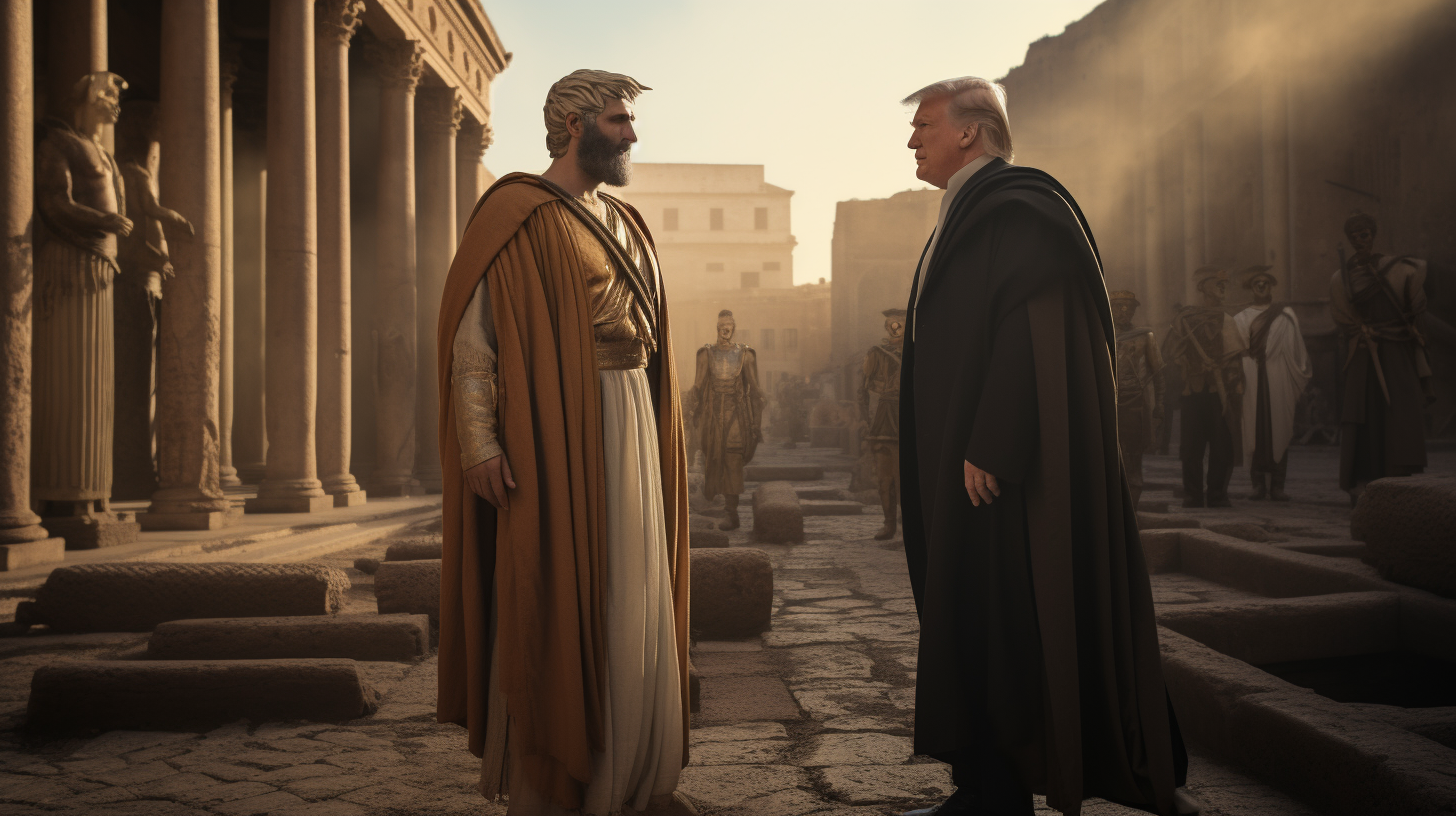 Donald Trump meeting Julius Caesar in Roman Empire