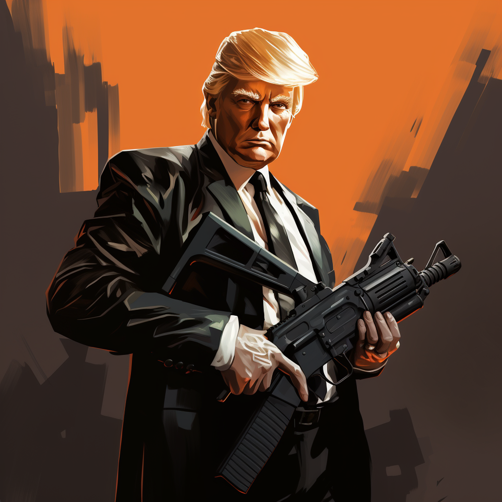 Donald Trump holding AK-47 GTA character