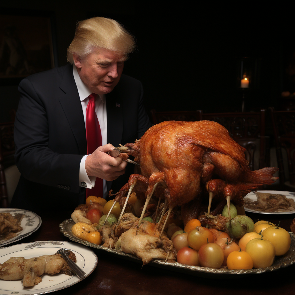 Donald Trump enjoying rotisserie chicken