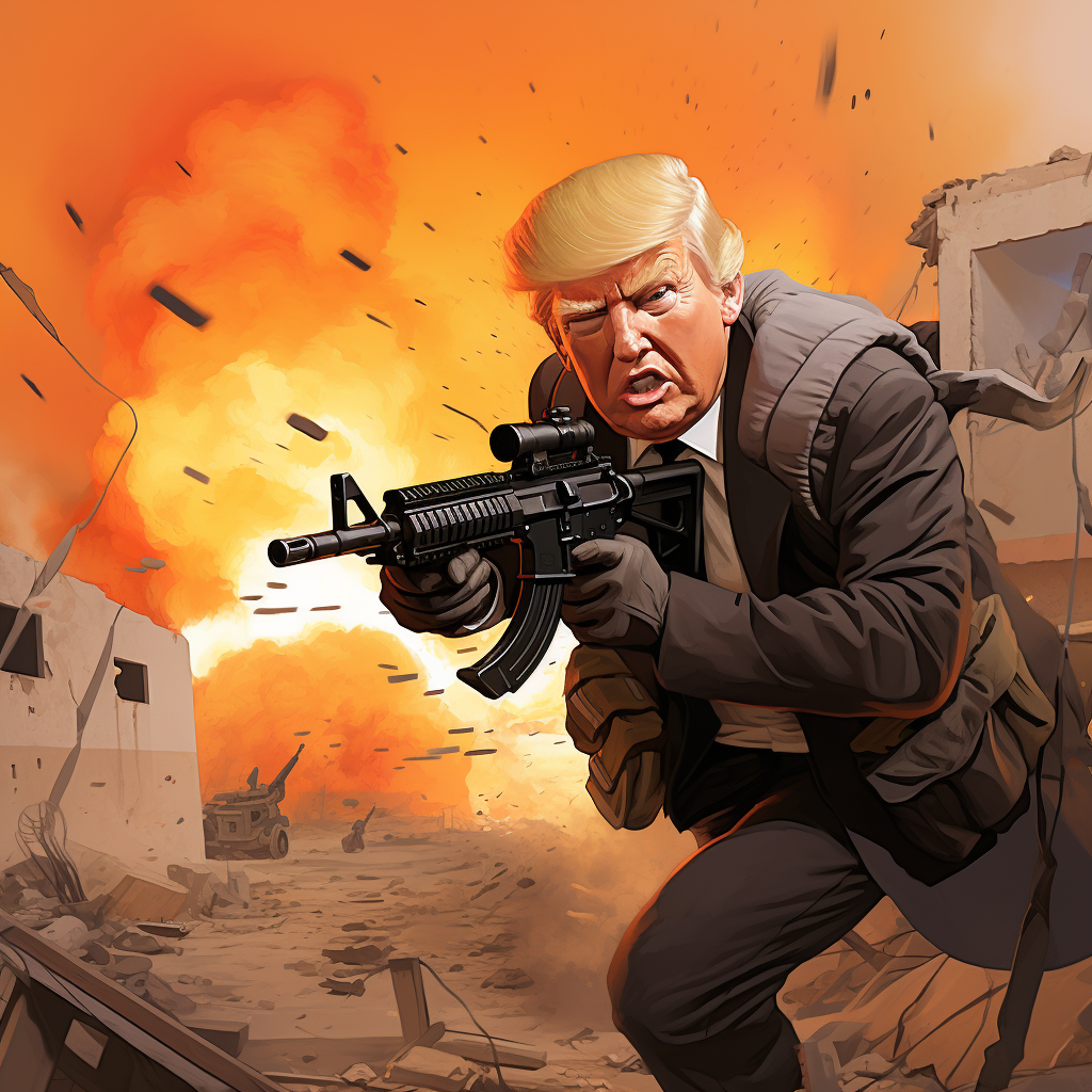 Donald Trump fighting HAMAS terrorists heroically