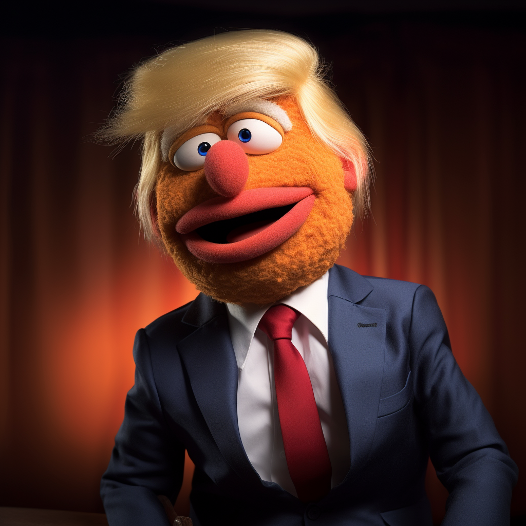 Donald Trump portrayed as a Muppet