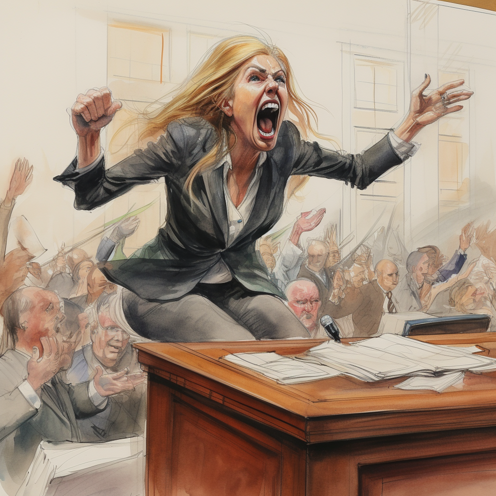 Donald Trump screaming on witness stand