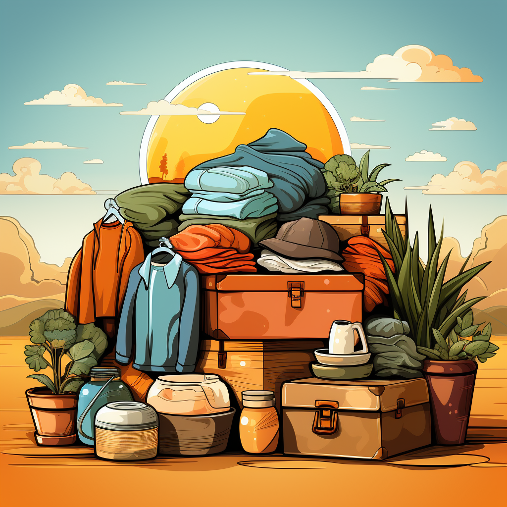 Vector illustration of clothes being packed for donation