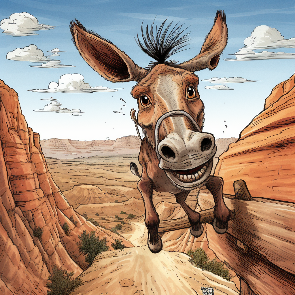 Donkey bucking in Moab cartoon