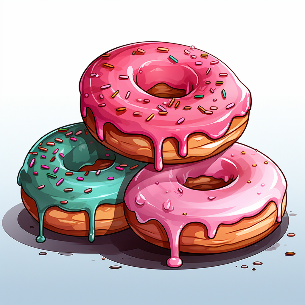 Cartoon donuts on white background