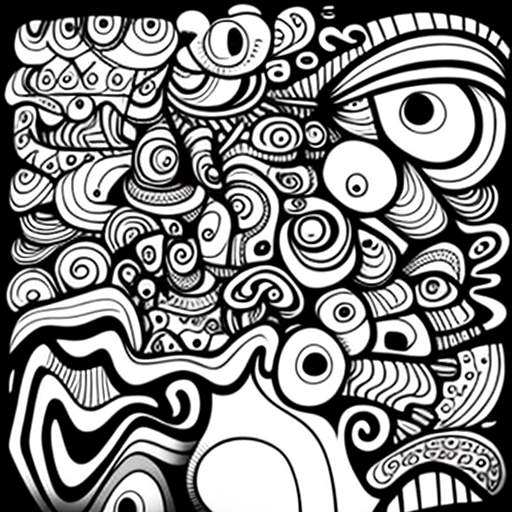 Overlapping cartoon doodles for doodle art and coloring book