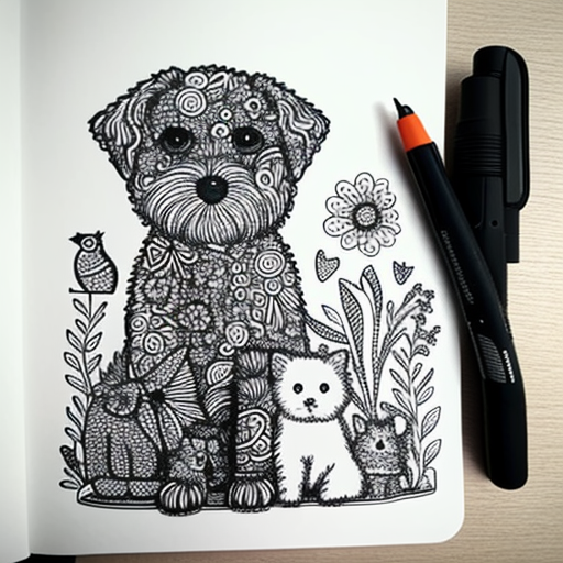 Animal-Related Doodle Art - Mr. Doodle - Cat and Dog