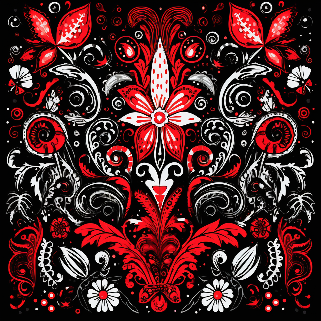 Red and white gothic doodles