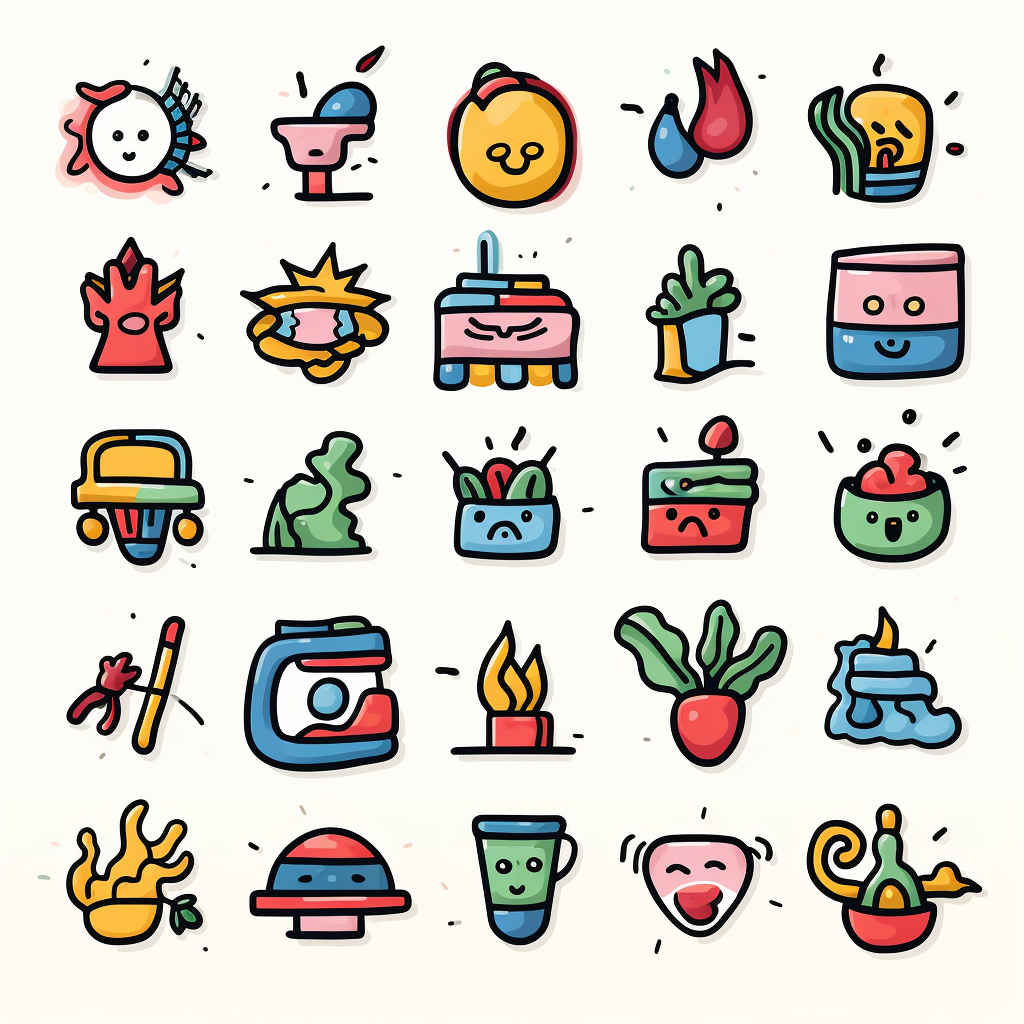 Set of Colorful Doodle Icons