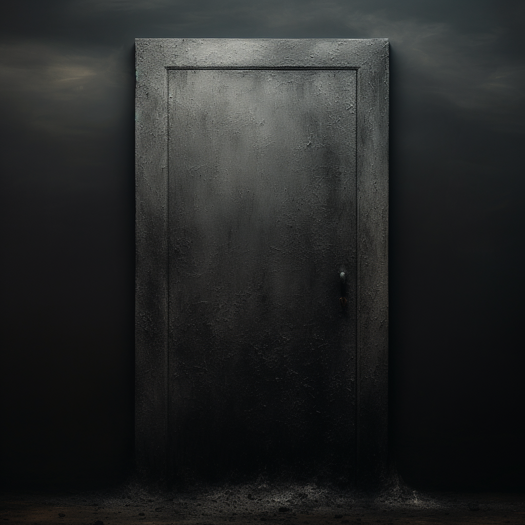 Dark minimal textured door to nothingness