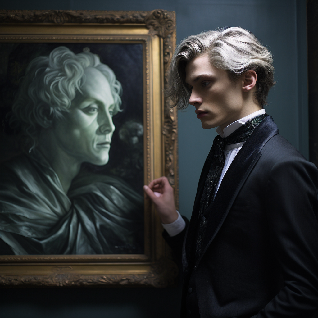 Dorian Gray admiring his portrait