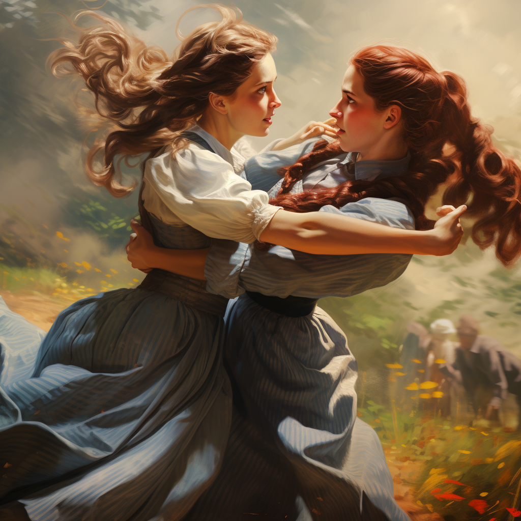 Dorothy and Alice slap fighting friends