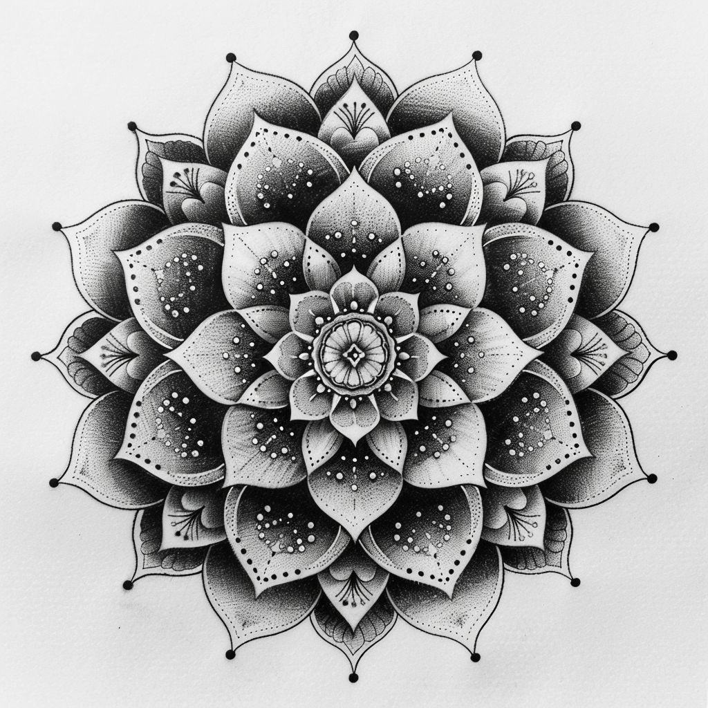 Mandala design dotwork tattoo back