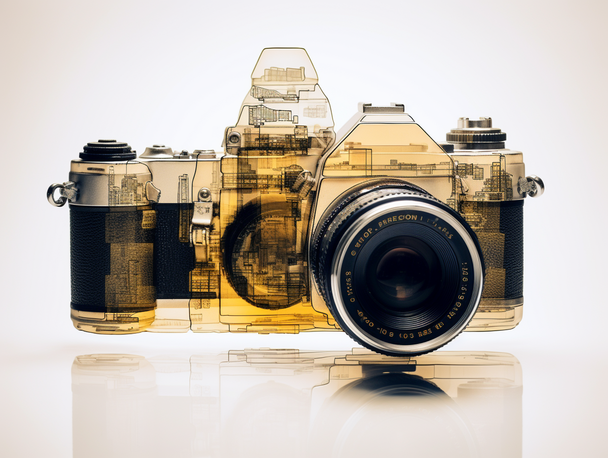 Double exposure of new and old cameras