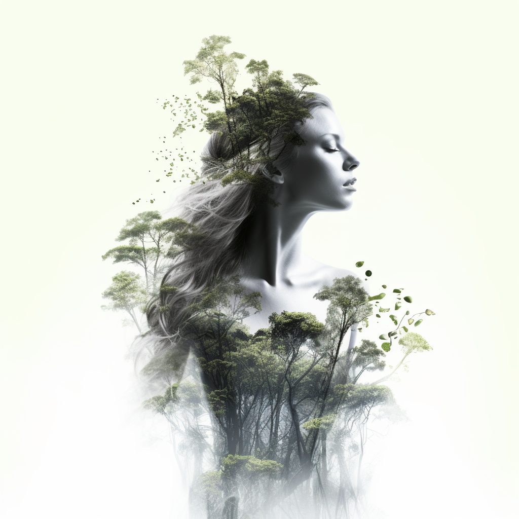 Double Exposure Woman Nature Harmony