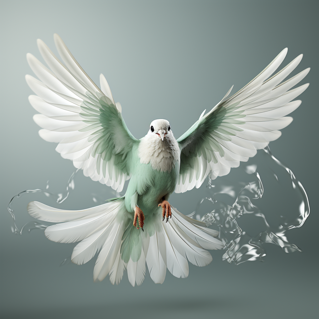 Green minimalist 3D dove artwork