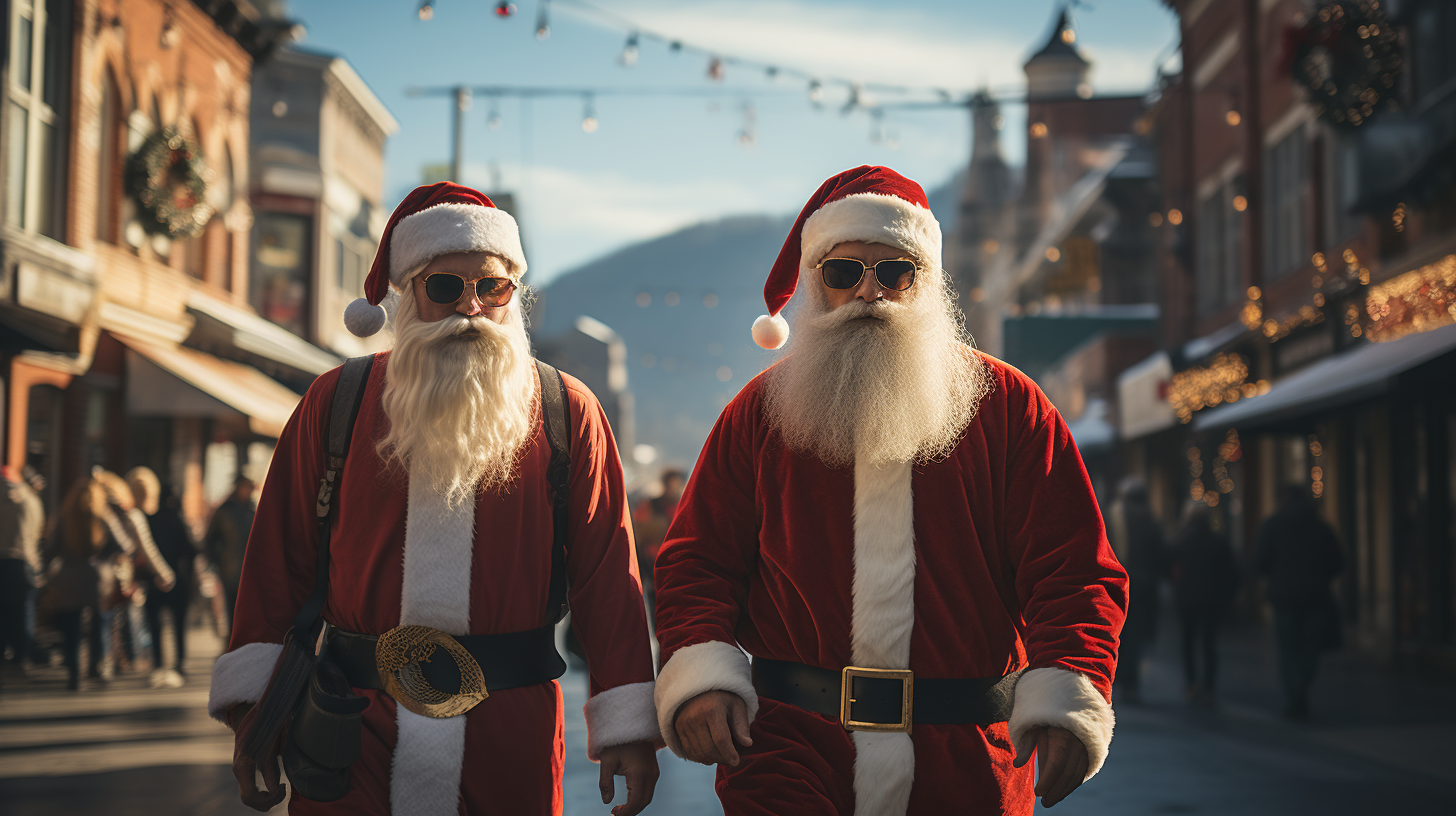 Eccentric Christmas explorers in downtown Asheville