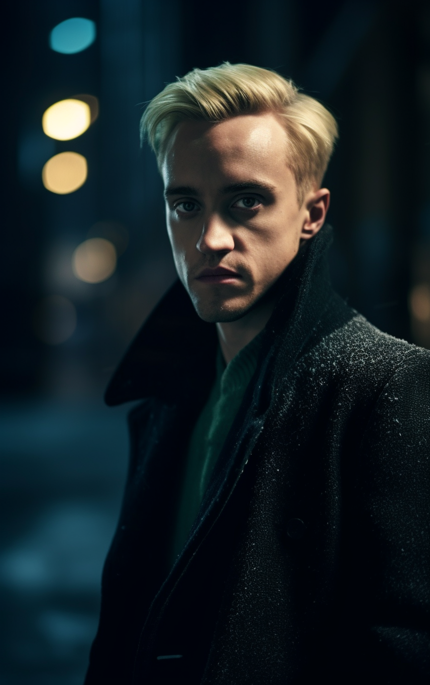 Tom Felton as Draco Malfoy in winter