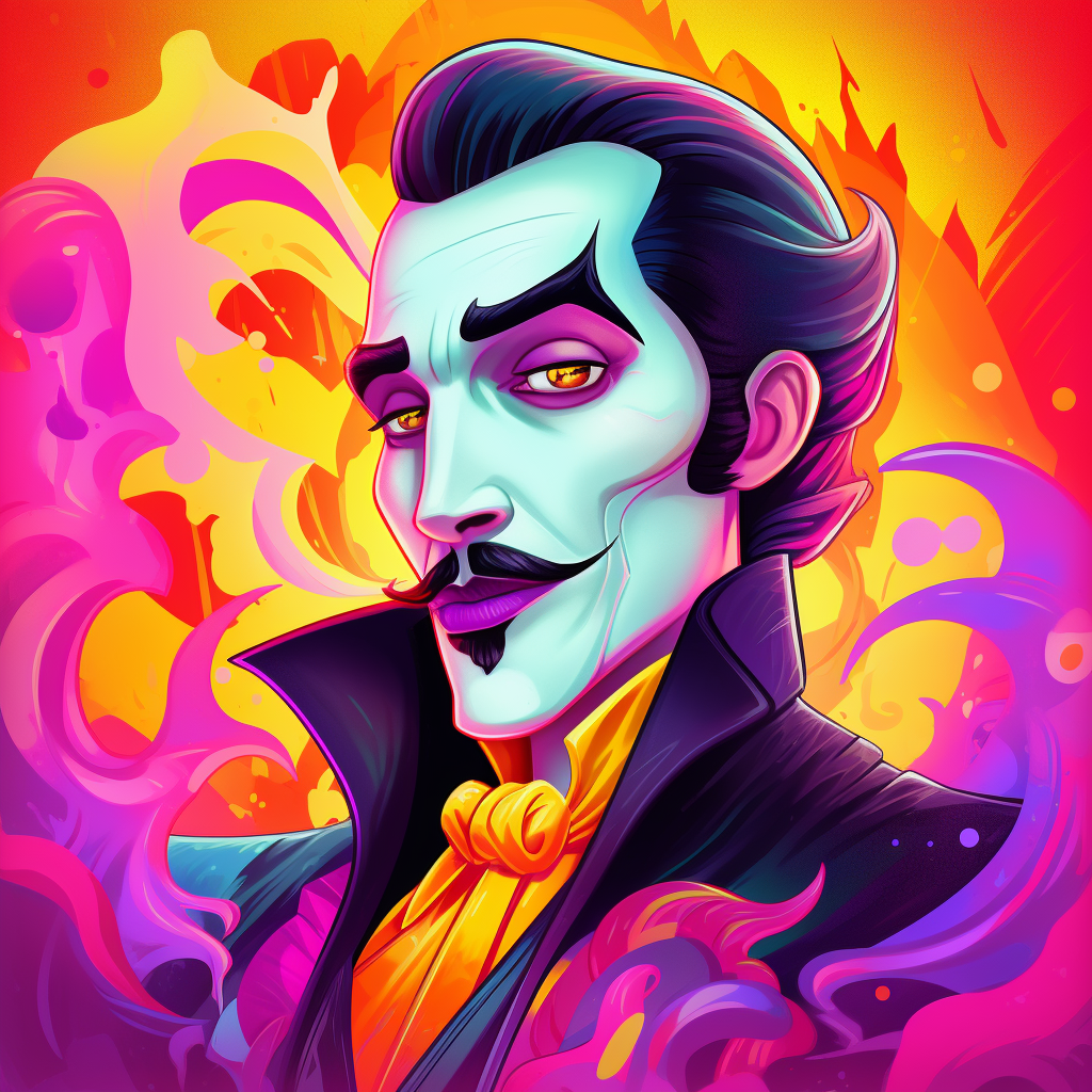 Colorful Dracula in Lisa Frank style